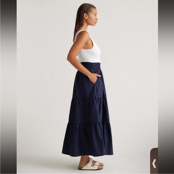 Quince Classic Cotton Navy Poplin Maxi Skirt size medium EUC - Picture 7 of 13